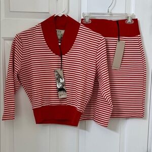 Red & White Striped Women's Sweater Top
